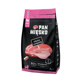 PAN MĘSKO Телятина с перепелами XS (для щенков) - сухой корм для собак - 3 кг