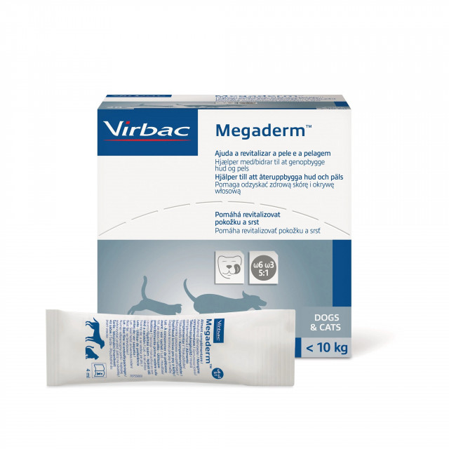 VIRBAC Megaderm Жирные кислоты для укрепления кожи и шерсти - Добавка для собак и кошек - 28 x 4 мл