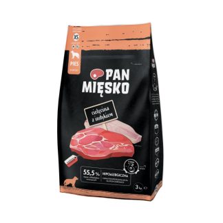 PAN MĘSKO Телятина с индейкой XS - сухой корм для собак - 3 кг
