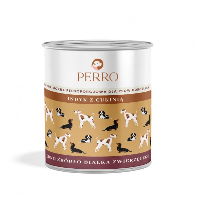 Влажный корм для собак PERRO с индейкой и цуккини Mono - 800 г