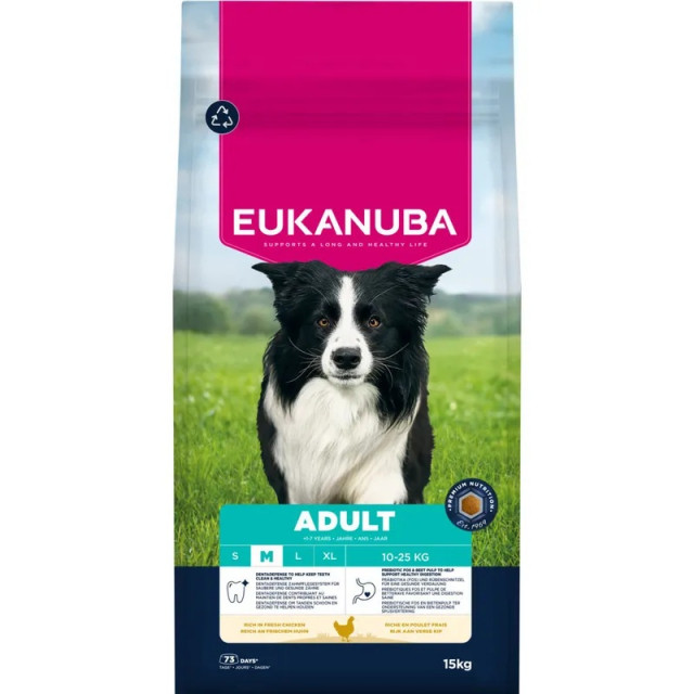 EUKANUBA Premium Nutrition Корм для взрослых собак средних пород с курицей - сухой корм для собак - 15 кг