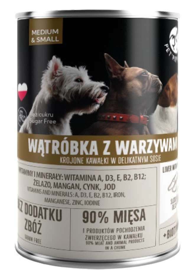 Влажный корм для собак PET REPUBLIC для взрослых собак средних и малых пород, содержащий печень и овощи, 400 г.
