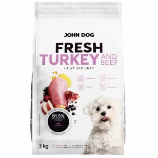 Сухой корм для собак JOHN DOG со вкусом свежей индейки и говядины - 3 кг
