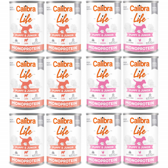 Влажный корм для собак CALIBRA Dog Life Puppy&Junior MIX - 12 x 400 г