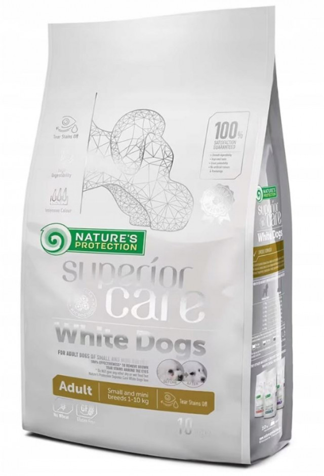 NATURE'S PROTECTION Superior Care White Dogs Grain Free Adult Small Lamb - сухой корм для собак - 10 кг