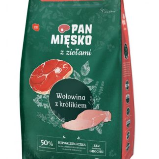 Сковорода с мясом и травами. Говядина с кроликом. Сухой корм для собак - 9 кг.