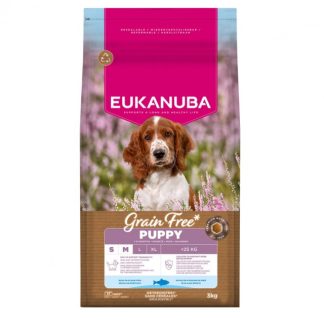 Сухой корм для щенков EUKANUBA без зерна, мелкий/средний, с морской рыбой - 3 кг
