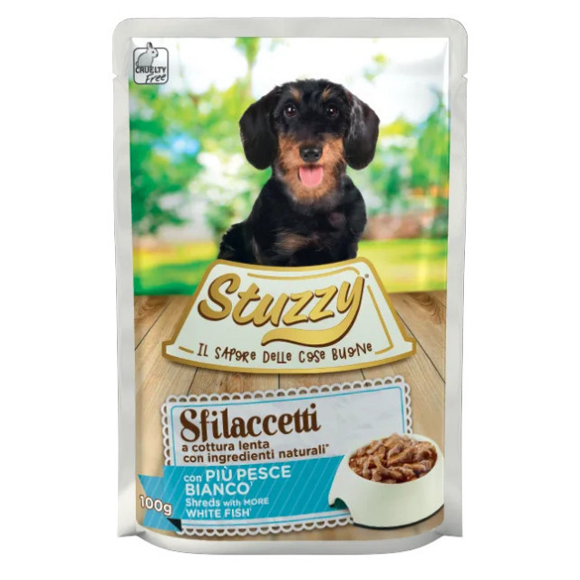 Влажный корм для собак STUZZY Sfilaccetti с мясом белой рыбы - 100 г