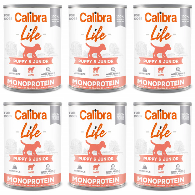 Влажный корм для собак CALIBRA Dog Life Puppy&Junior с ягненком и рисом - 6 x 400 г