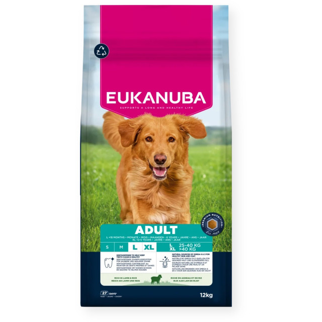 EUKANUBA Adult L XL — сухой корм для собак с добавлением баранины и риса, 12 кг.
