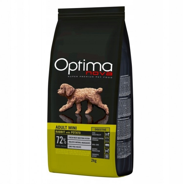 OPTIMANOVA Adult Mini Digestive Rabbit & Potato - сухой корм для собак - 2 кг