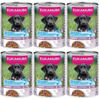 Влажный корм для щенков EUKANUBA Life Care с форелью и сладким картофелем - 6 x 400 г