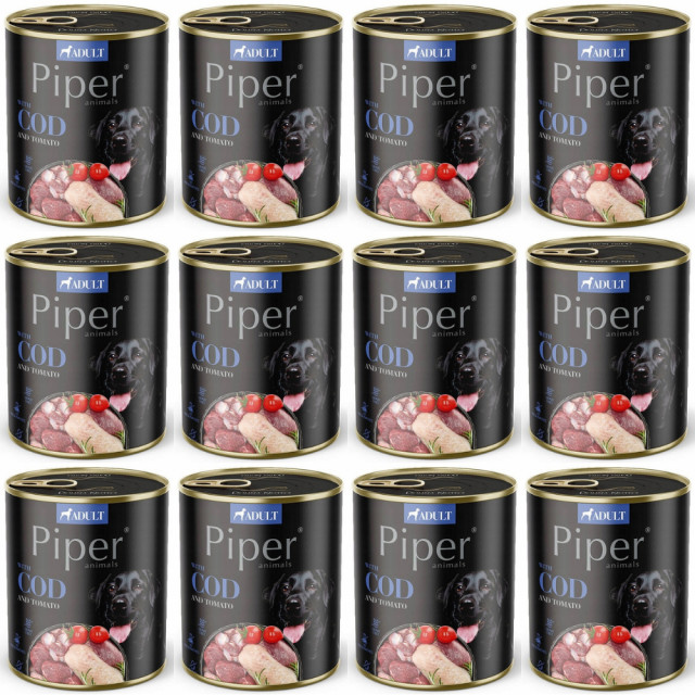DOLINA NOTECI Piper Animals с треской и томатами - влажный корм для собак - 12 x 800 г