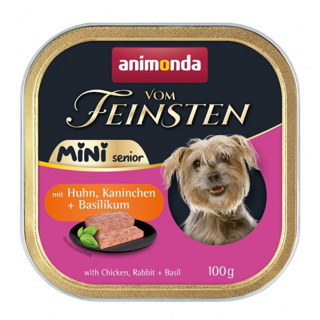 ANIMONDA Vom Feinsten Senior Mini Chicken with Rabbit and Basil - влажный корм для собак - 100 г