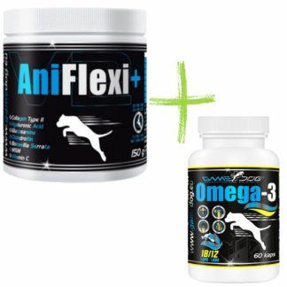 GAME DOG AniFlexi+V2 - добавки для собак - 150 г + GAME DOG Omega-3 - добавки для собак - 60 таблеток