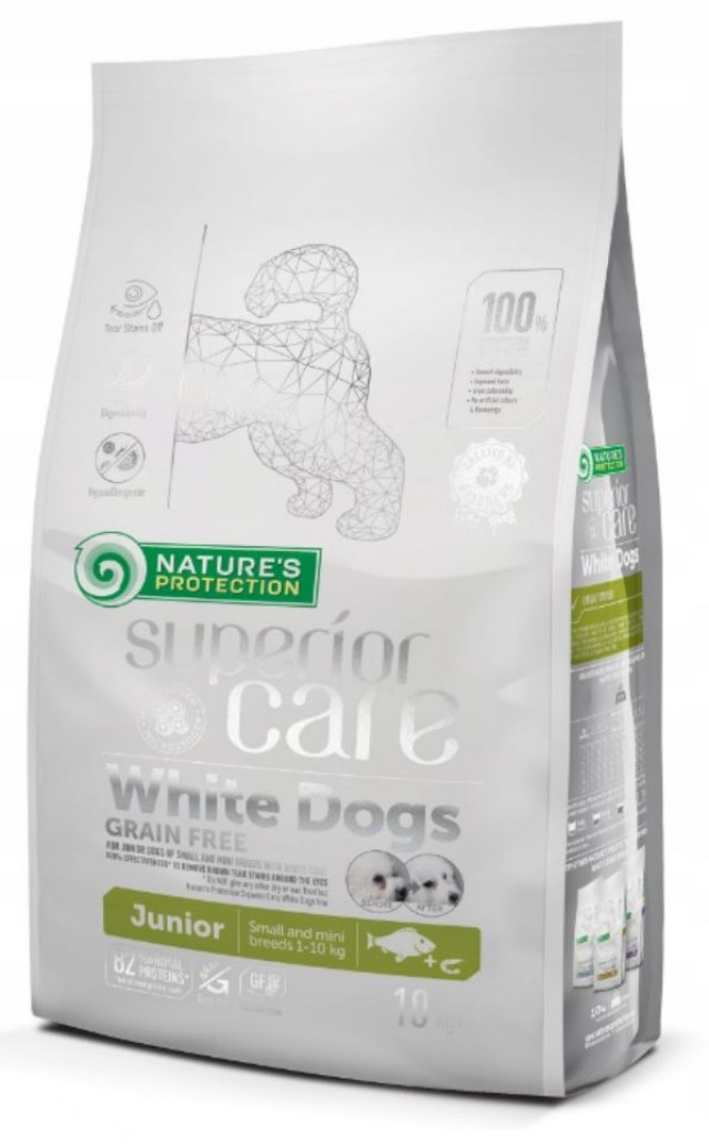 NATURE'S PROTECTION Superior Care White Dogs Grain Free Junior Small Białoryba - сухой корм для собак - 10 кг