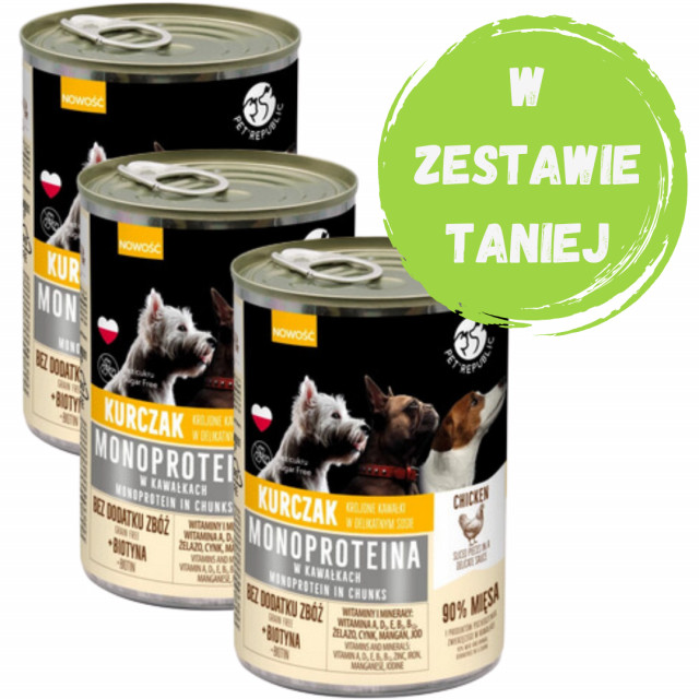 Влажный корм для собак PET REPUBLIC Monoprotein Chicken - 3 x 400 г