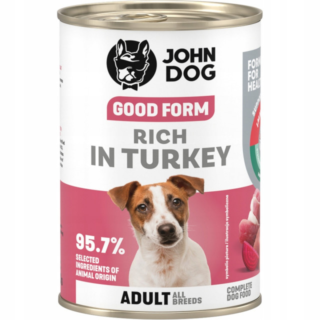 JOHN DOG Good form Rich in Turkey - влажный корм для собак - 400 г