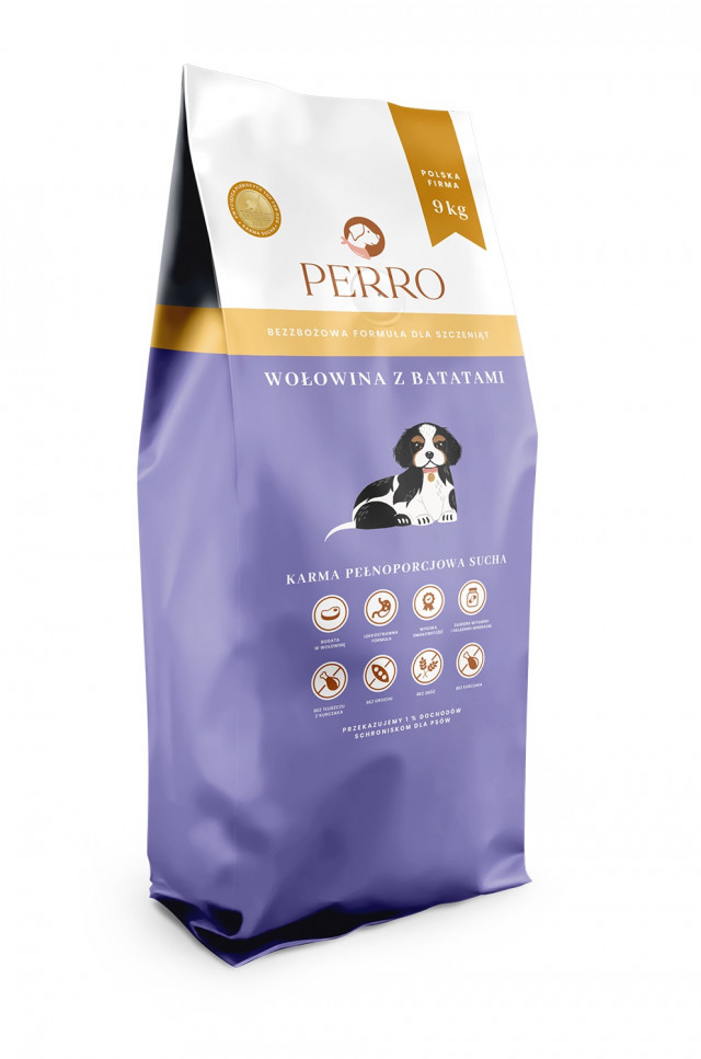 PERRO Junior Говядина со сладким картофелем - сухой корм для собак - 9 кг