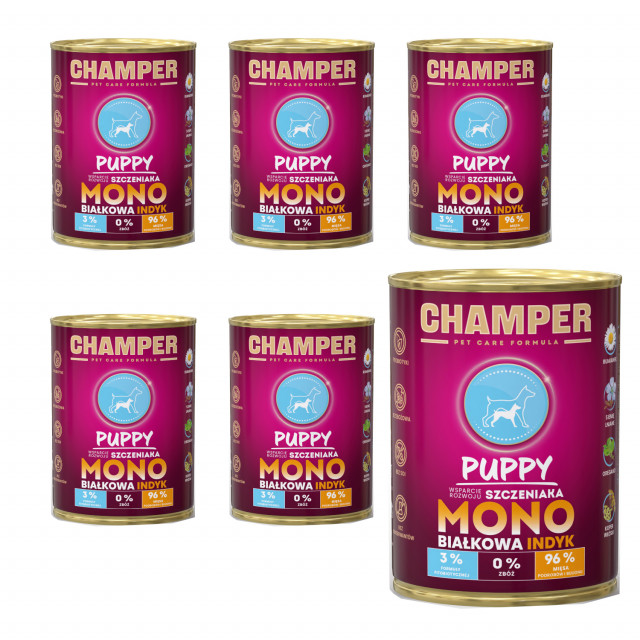 Влажный корм для щенков CHAMPER Puppy Mono Turkey - 6 x 400 г