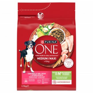 PURINA One Adult Medium/Maxi Weight Control/Sterilized Rich in Turkey with Rice - Сухой корм для собак, 2,5 кг