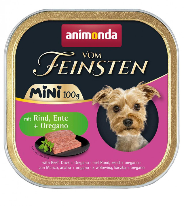ANIMONDA Vom Feinsten Adult Mini Beef, Duck and Oregano - влажный корм для собак - 100 г