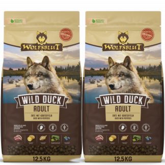 WOLFSBLUT Дикая утка. Утка с картофелем - сухой корм для собак - 2 x 12,5 кг