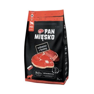 PAN MĘSKO Говядина с козьим молоком M - сухой корм для собак - 3 кг