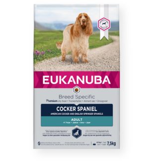 Сухой корм для взрослых кокер-спаниелей Eukanuba, специально разработанный для определенных пород собак - 7,5 кг.