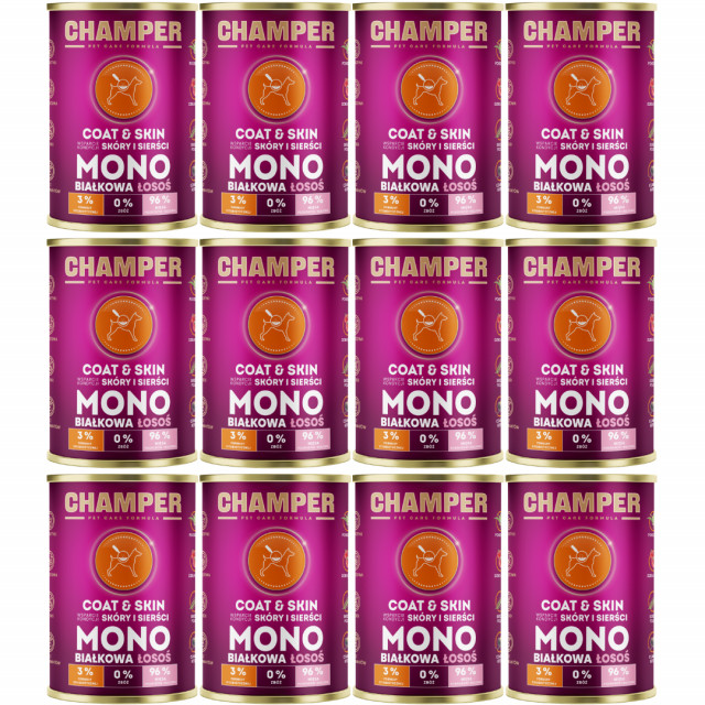 Влажный корм для собак CHAMPER Coat & Skin Mono Salmon - 12 x 400 г
