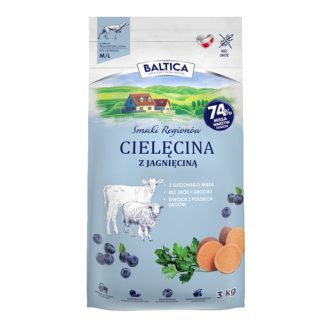 Сухой корм для собак BALTICA с региональными вкусами, для средних и крупных пород, телятина и ягнятина - 3 кг.