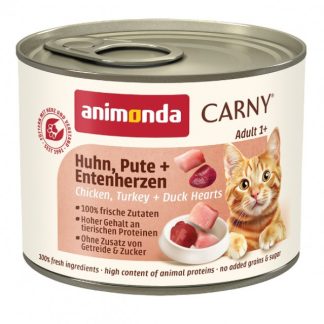 ANIMONDA Carny Adult Chicken, Turkey and Duck Hearts - влажный корм для кошек - 200 г