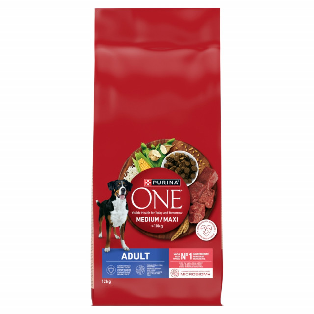 Сухой корм для собак PURINA One Adult Medium/Maxi с говядиной и рисом - 12 кг