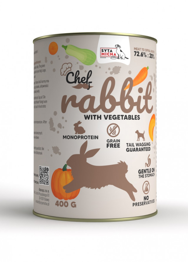 Влажный корм для собак SYTA MICHA Chef Rabbit с овощами - 400 г