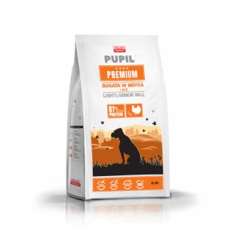 PUPIL Premium Light & Senior, корм для собак средних и крупных пород, богатый индейкой и рисом, сухой, 12 кг.