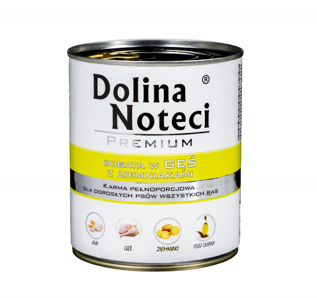 DOLINA NOTECI Premium — влажный корм для собак, богатый гусиным мясом и картофелем — 800 г