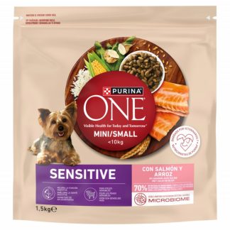 PURINA One Sensitive Мини/Маленький лосось с рисом - сухой корм для собак - 1,5 кг
