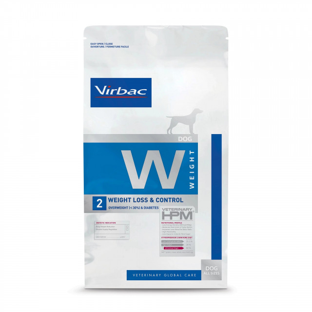 VIRBAC Корм для собак для снижения веса и контроля веса W2 (избыточный вес и диабет) - сухой корм, 12 кг