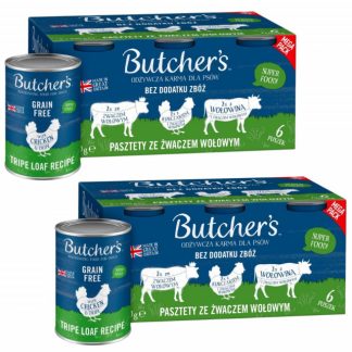 Влажный корм для собак BUTCHER'S Original Mega pack mix с говяжьим рубцом - 12x400 г (2x(6x400 г))