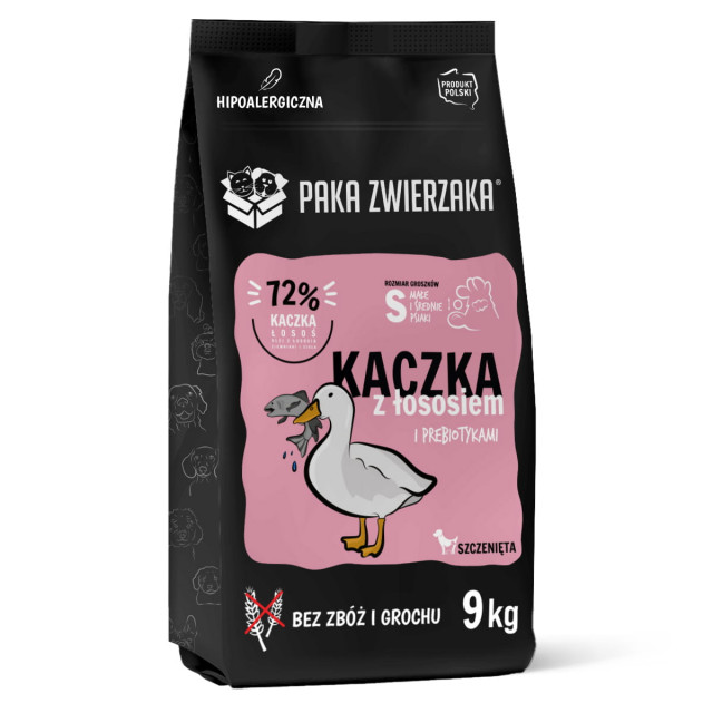 PET PAKA Щенки Утка с лососем S Mono - сухой корм для собак - 9 кг
