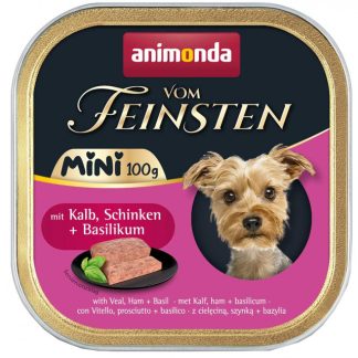 ANIMONDA Vom Feinsten Adult Mini с телятиной, ветчиной и базиликом - влажный корм для собак - 100г