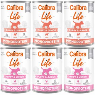 Влажный корм для собак CALIBRA Dog Life Puppy&Junior MIX - 6 x 400 г