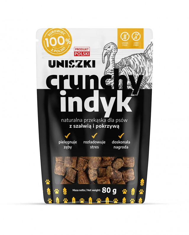 UNISZKI Хрустящее лакомство для собак в форме индейки с шалфеем и крапивой - 80 г