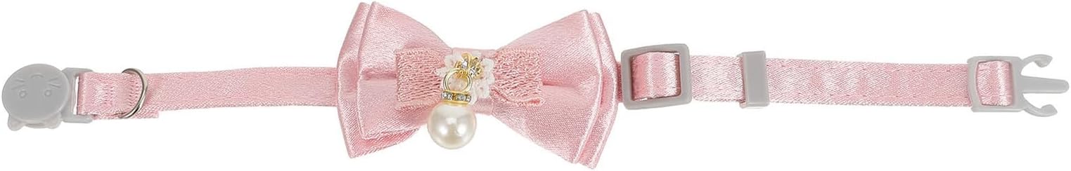 Collier Chat Reglable с Nœud et Perles Collier Doux et Sécurisé pour Chiens Petits Fête et Mariage