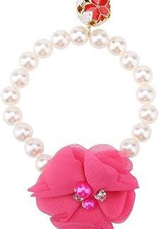 Ожерелье для Chien Perle Réglable с Fleur & Clochette для Chiot Petit Chien Chat 22-40 см Couleur Rose Rouge