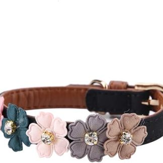 Колье для Animaux de Compagnie en Forme de Fleur de Diamant, Nœud Papillon Réglable en Cuir PU со стразами для Chiens et Chats de Petite et Moyenne Taille