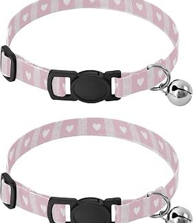 Лот из 2 колье с розами Vichy Cœurs Cloches for petits chiens et Chatons Longueur регулируемая длина от 26,9 см до 43,4 см