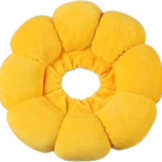 Collier Conique Doux pour Chat, для защиты от травм после хирургической операции, Mignon en Forme de Tournesol, Anti-lechage, Collier de Récupération pour Chat à Cordon reglable (Jaune Tournesol M