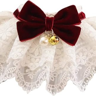 Yinhing Collier à Bavoirs en Dentelle pour Animaux de Compagnie с Nœud Mignon, écharpe à Bavoir Douce et Confortable pour Chiens et Chats, Elegante en Rouge pour Vêtements Spéciaux et