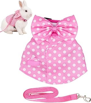 Одежда Lapin Tenue регулируемая для животных | Tenue pour Chat avec Longe et Nœud Papillon Pour Petits Animaux de Compagnie, Furet Domestique, , Écureuil, Promenade en